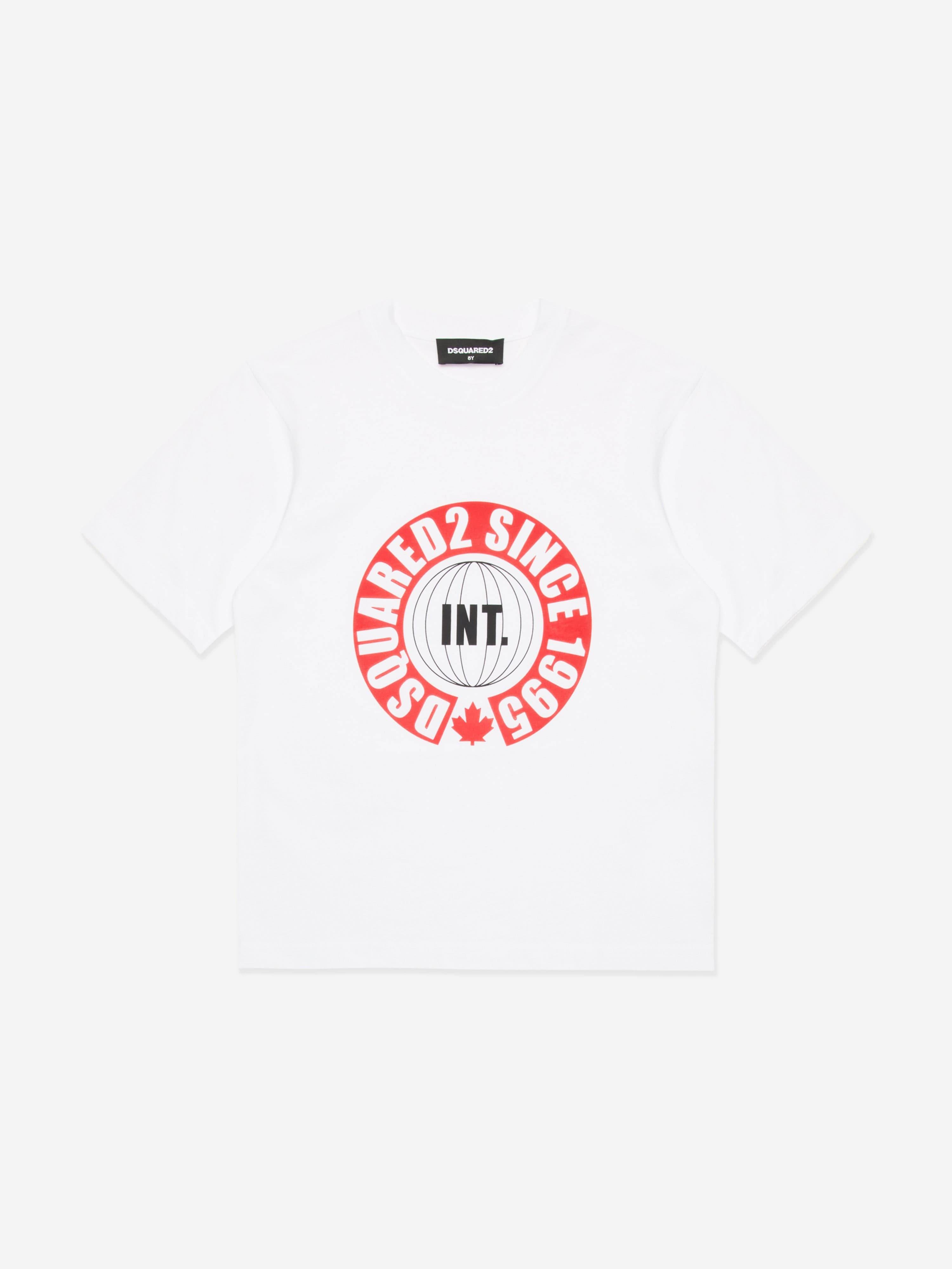 Dsquared2 Kids Slouch Fit Logo T-Shirt in White - White / 12 Yrs (12 Yrs)
