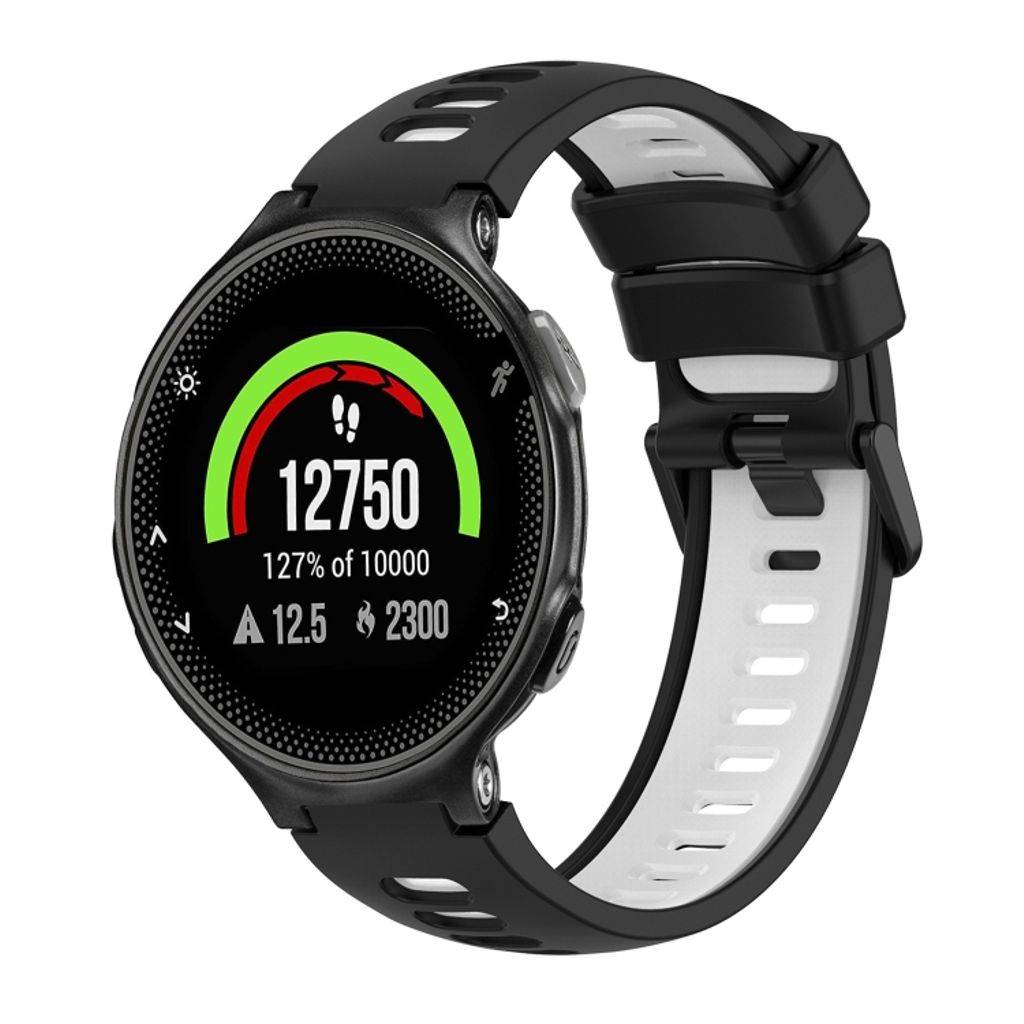 Garmin Forerunner 235 To-farvet urrem i silikone - Sort/Hvid