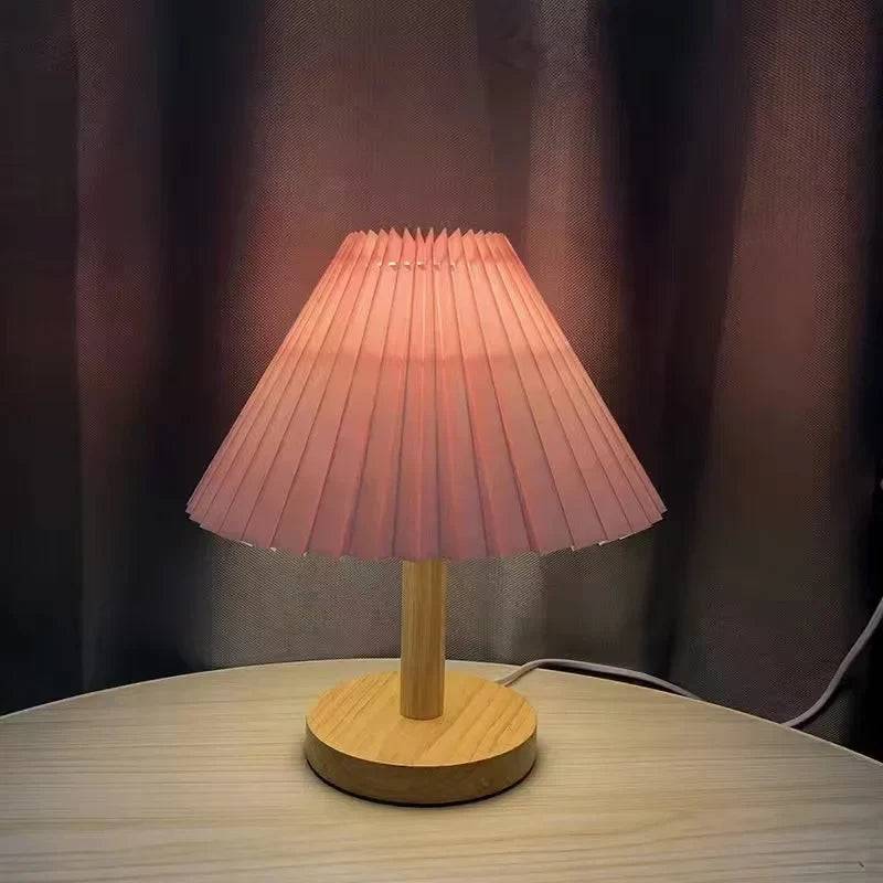 Fällbar Plisserad Bordslampa - Stilig Fällbar LED Bordslampa för Unik Inredningsdesign - Rosa
