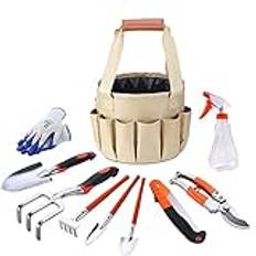 Gmjay 10Pcs Multi-Functional Garden Tools Kit Garden Tool Combination Set Grafting Scissors Outdoor Tools Set with Storage Bag,