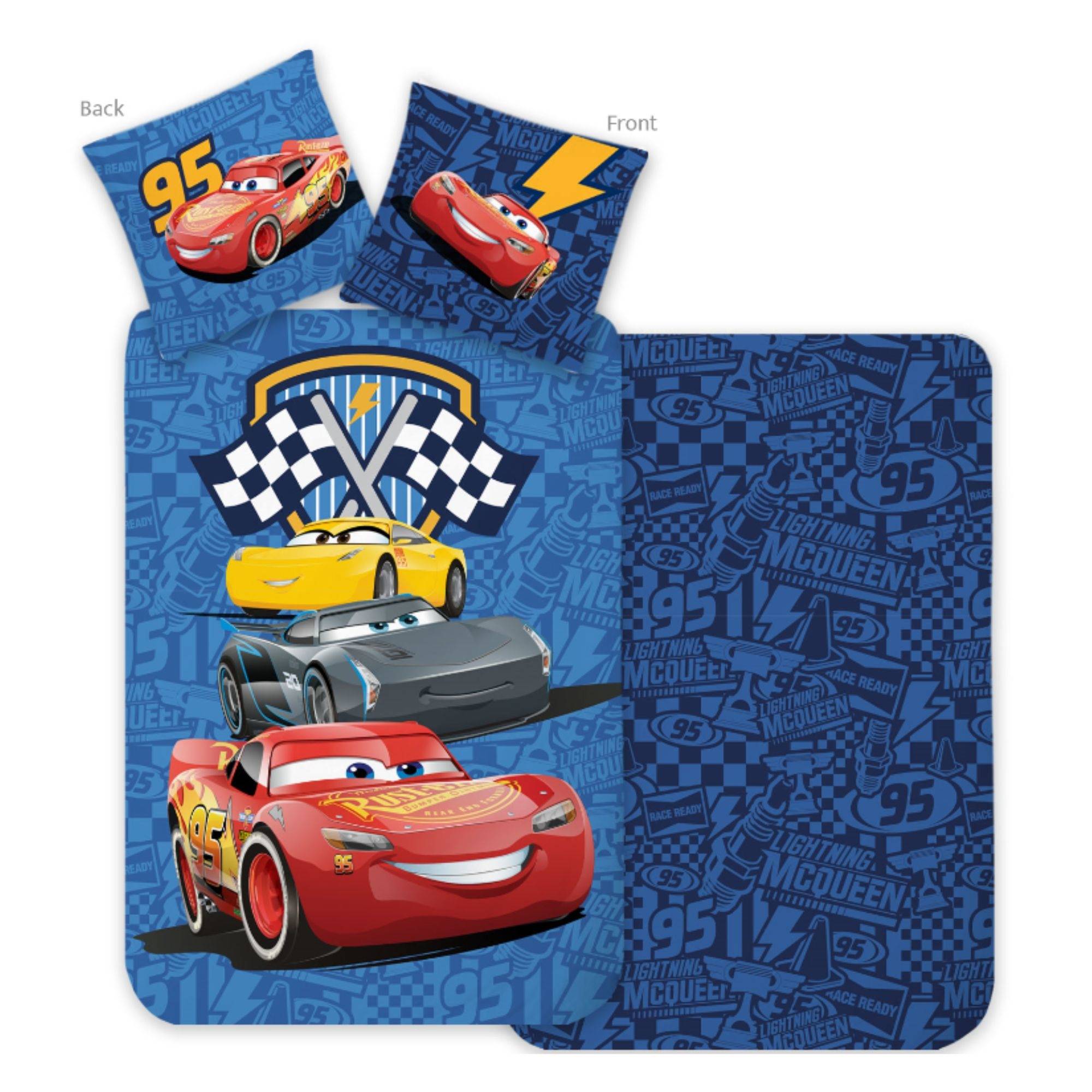 Blixten McQueen påslakanset - 100% bomull - Barnpåslakan 140x200 cm - Cars påslakan - Blå (140x200 cm)