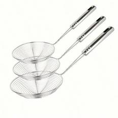 3-delars spindelsil i rostfritt stål, slitstarka skumskedar i metall med långa handtag, livsmedelssäkra skumskedar för stekning, pasta, med upphängnin - Multifärgad (L,M,XL,3 st (M+L+XL))