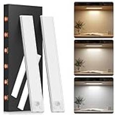 BokiHuk LED-garderob med sensor 2 stycken, 30 cm dimbar belysning kök led med 3 färger, USB-C uppladdningsbar nattlampa lampa för sovrum, trappor, hall, garage