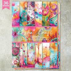 36 ark A5 abstrakt fantasi klotter bakgrund scrapbookingpapper, lämplig för bullet journals, collage, gratulationskort, scrapbooks och hantverk - Orange