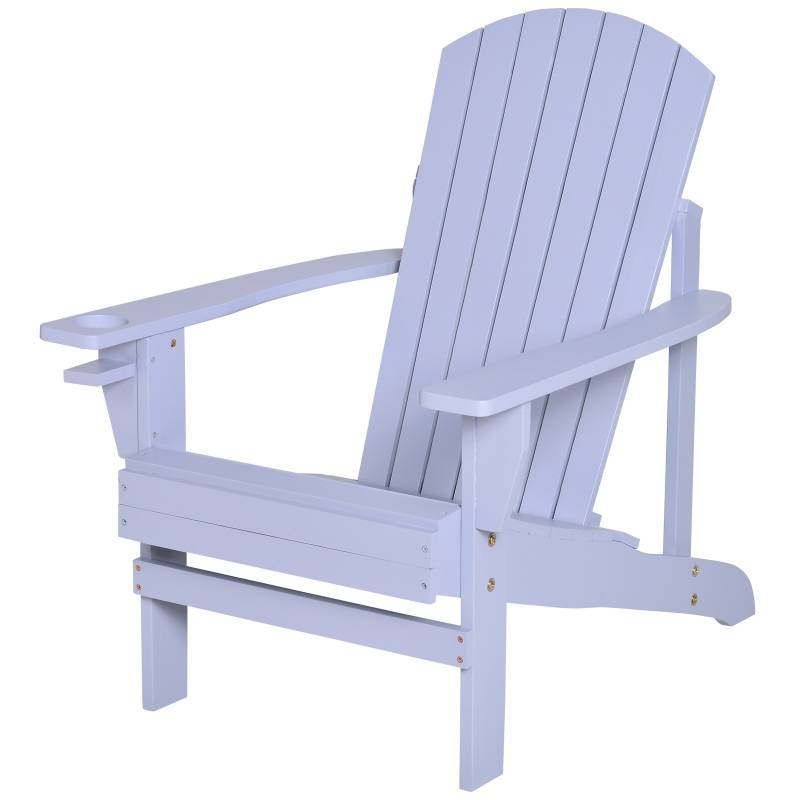 Adirondackstol med mugghållare massivt trä 72,5x97x93 cm