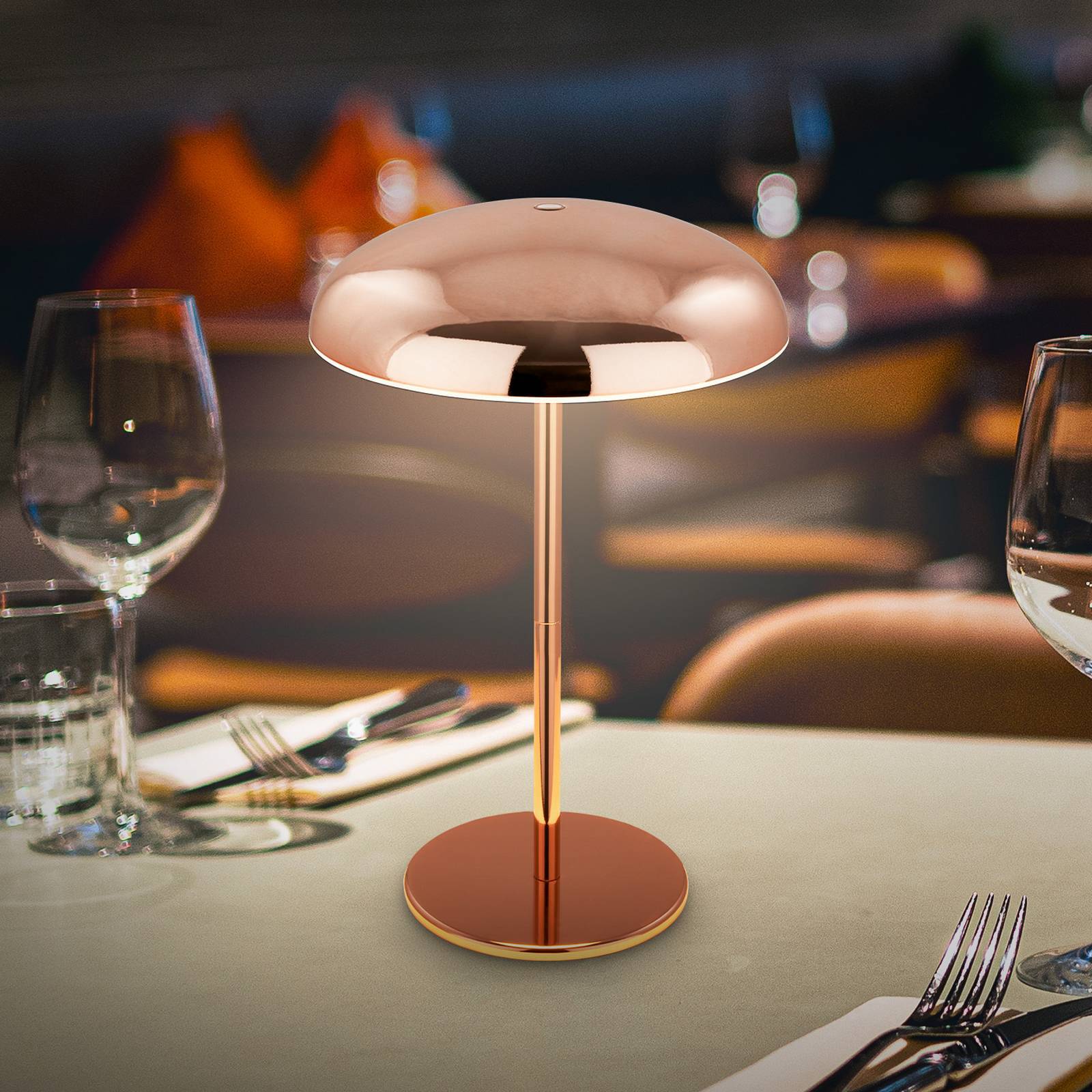 Briloner LED-bordslampa med batteri Brilo unplugged Caxa, kopparfärgad dimbar, Koppar, Metall