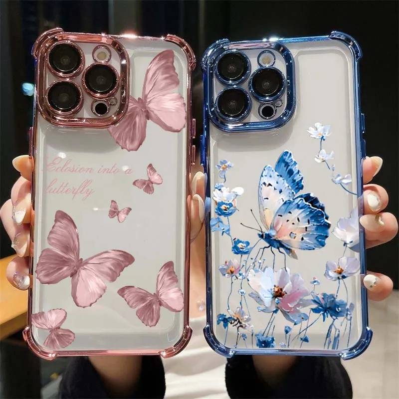 Case For Google Pixel 9A 9 Pro 9Pro Pixel9 A cover Butterfly Plating Clear INS Anti-Knock Korean Cute Vintage