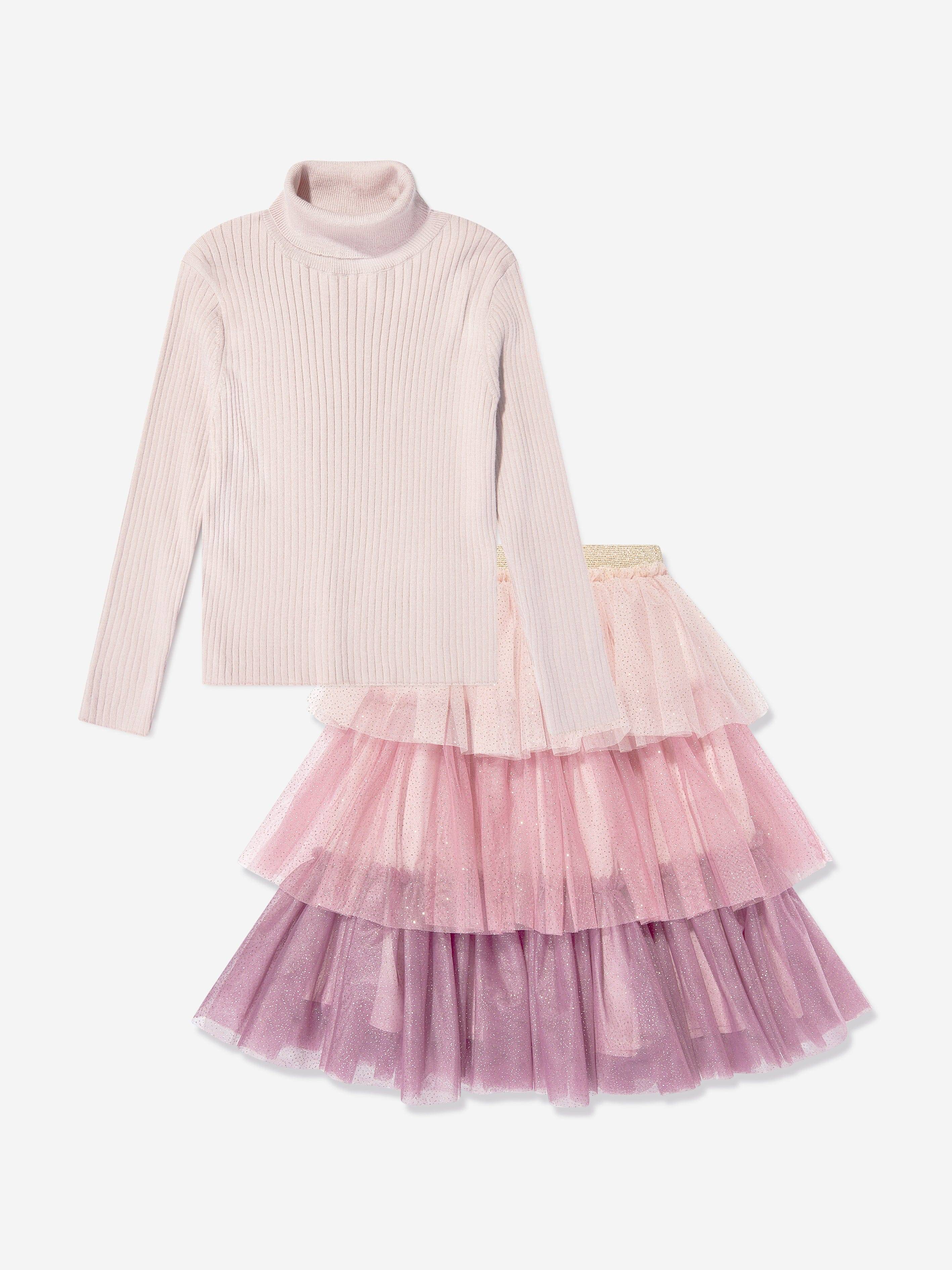 Patachou Girls Tulle Skirt Set in Multicolour - Multicoloured / 6 Yrs (6 Yrs)