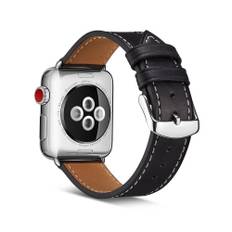 Apple Watch Series 8/7/6/SE/5/4/3/2/1 - 41/40/38mm - Rem i äkta läder - Svart