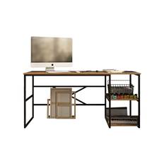 Parythe Skrivbord 160x75x160 cm med förvaring - Grön Trä