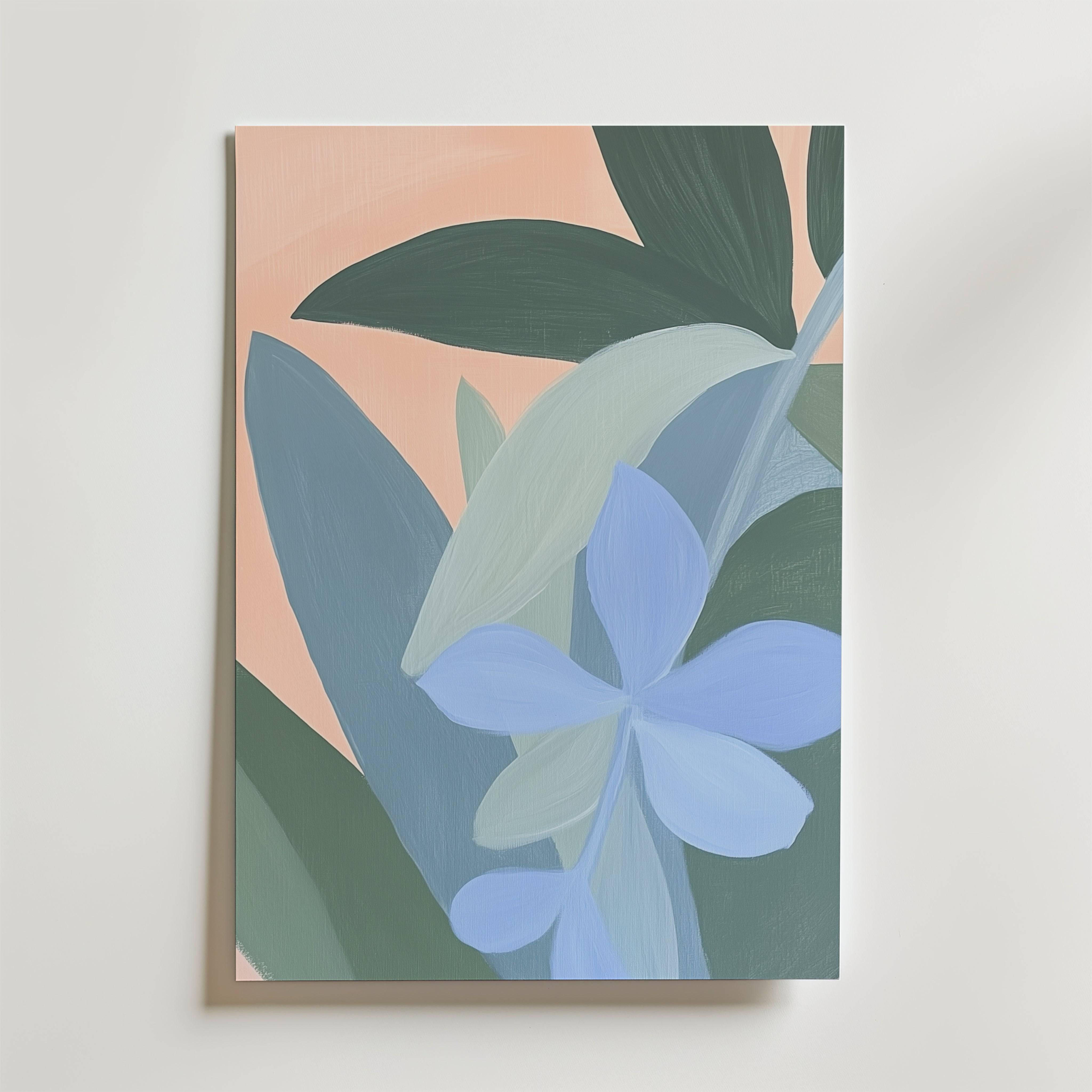Abstract Blue Flowers Poster - Fine Art Poster 50x70 cm