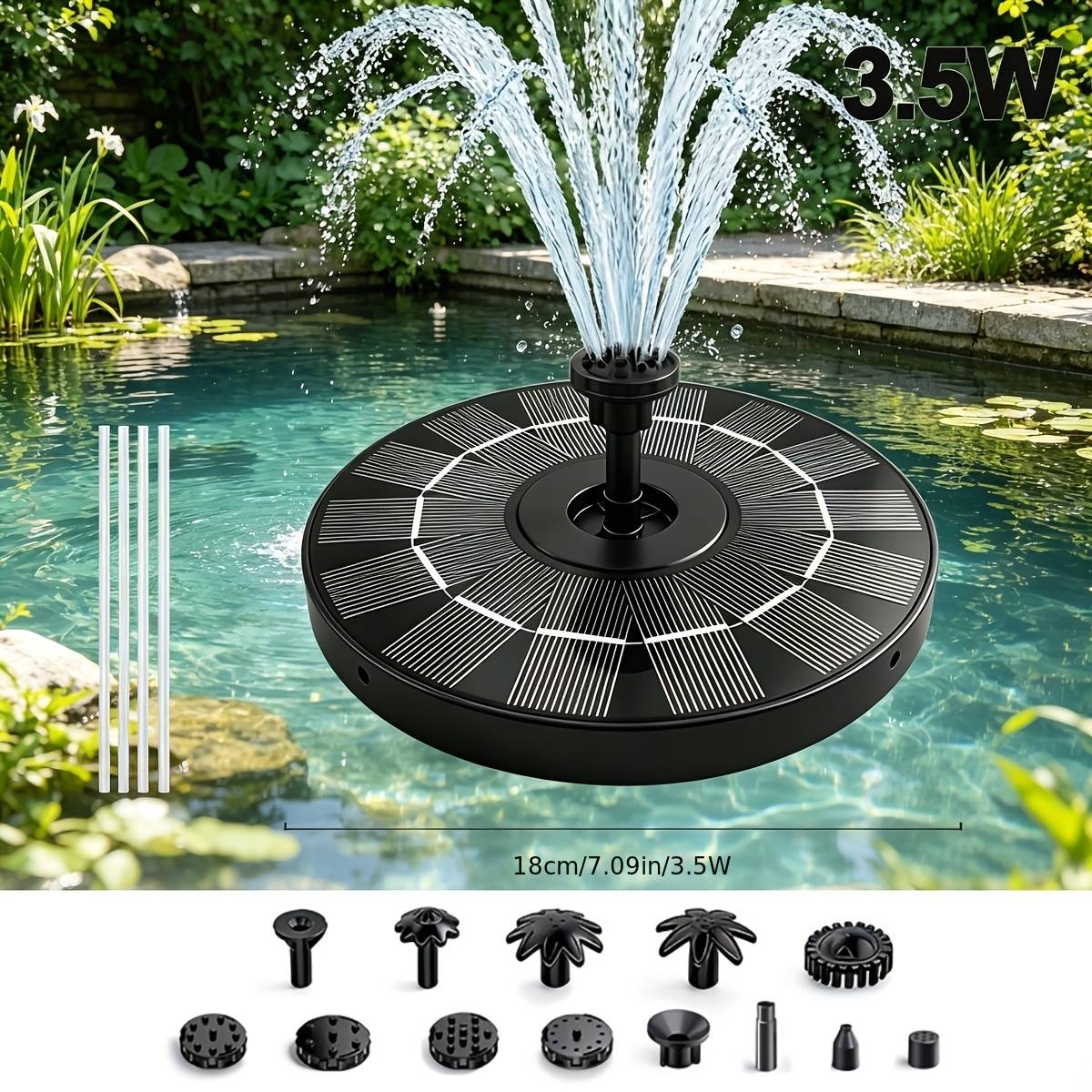 TEMU Hotu 2.5w-3.5w Solar Powered Floating Water Fountain Pump, Ipx8 Solar Bird Bath Fountain With Multiple Nozzles & 4 Fixed Rods For Garden Aquarium Outdoor Landscape