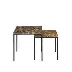 Ligne Roset - Amadora Occasional Table Large, Corsé, Black Lacquered Base - Soffbord - Beige - Metall/Sten