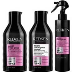 Redken Acidic Color Gloss Shampoo, Conditioner 300ml and Heat Protection Treatment 190ml Bundle