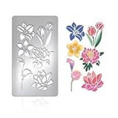 UNICRAFTALE Cirka 1 st blomma metall stencil rostfritt stål målning schabloner tulpan matt schabloner för journalföring blomschabloner återanvändbara mallar för gravering träeldning ritning