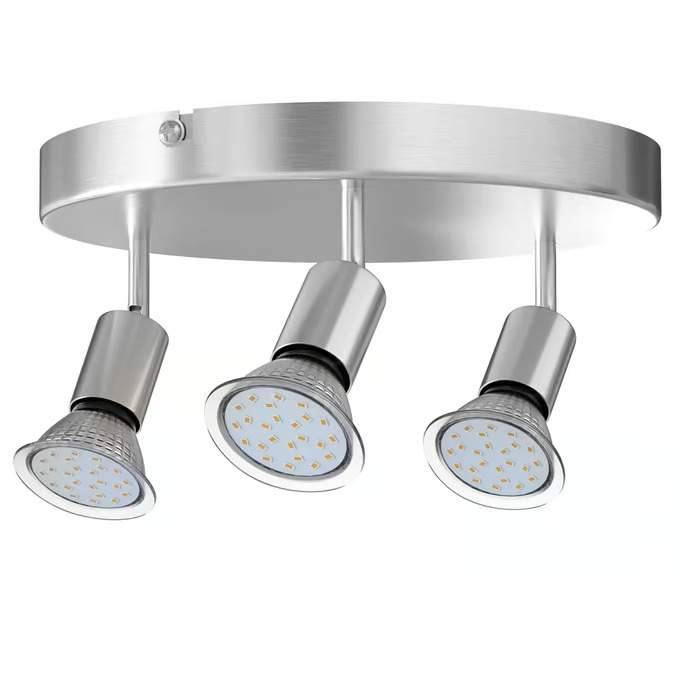 Taklampa med 3 justerbara LED-spottar, 300 lumen vardera
