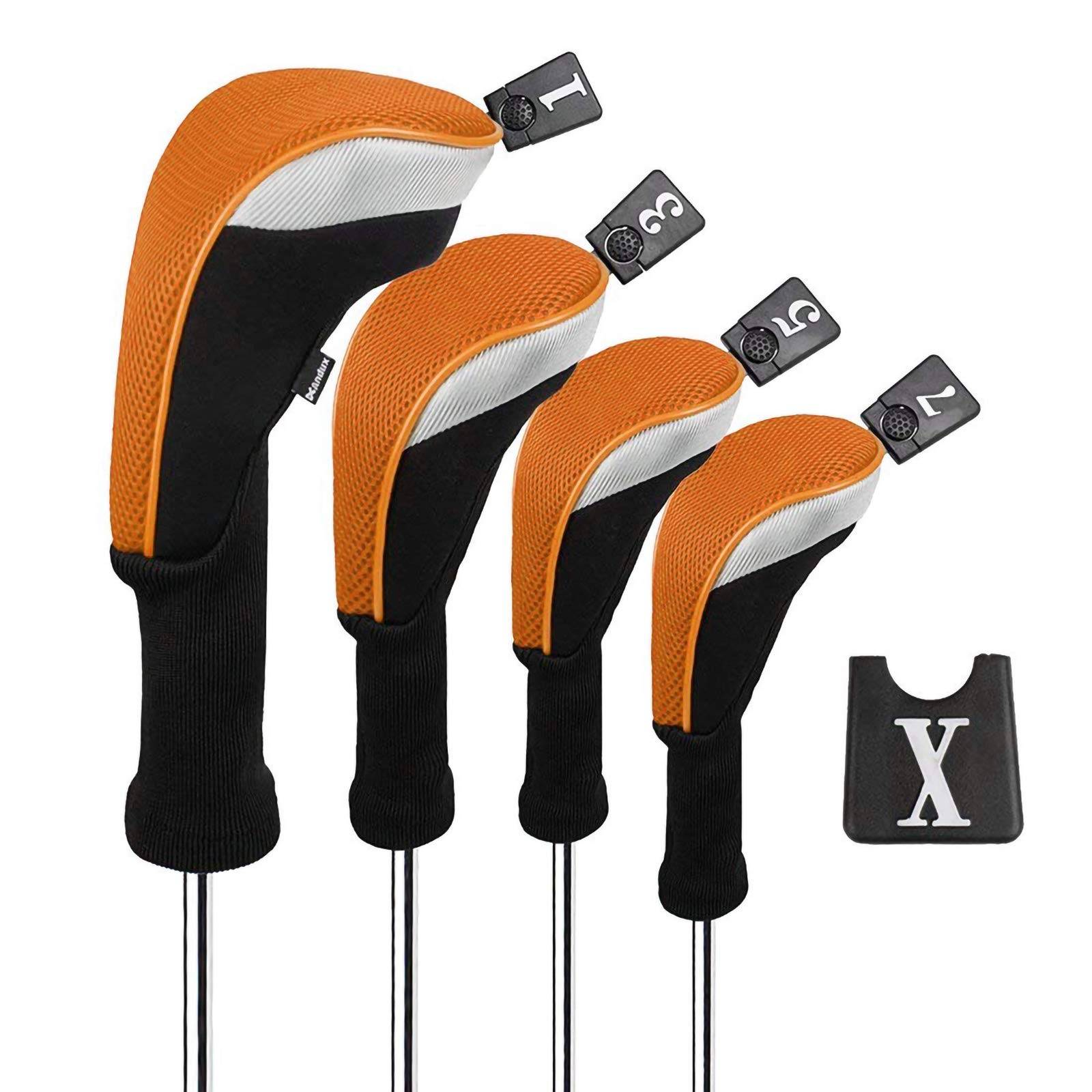 Andux Golf Club Set of for Wood 460cc Headcovers, 4, Drivers, Compatible, MT/MG30 (Orange) orange