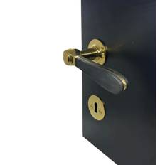 Dørgreb i mørkt træ og ulakeret messing. F340001D0210LNM0