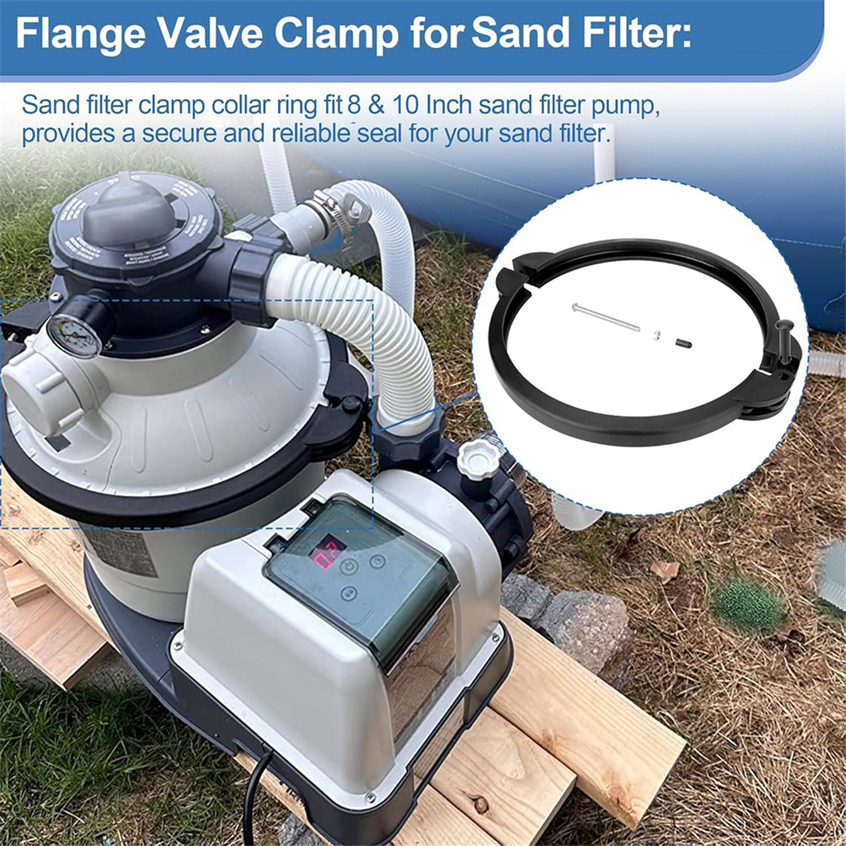 Lo-ok SF90110-1 Pool Filter Clamp for 10 Inch Sand Filter Pump , Sand Filter Valve Clamp Pool Sand Filter Replacement