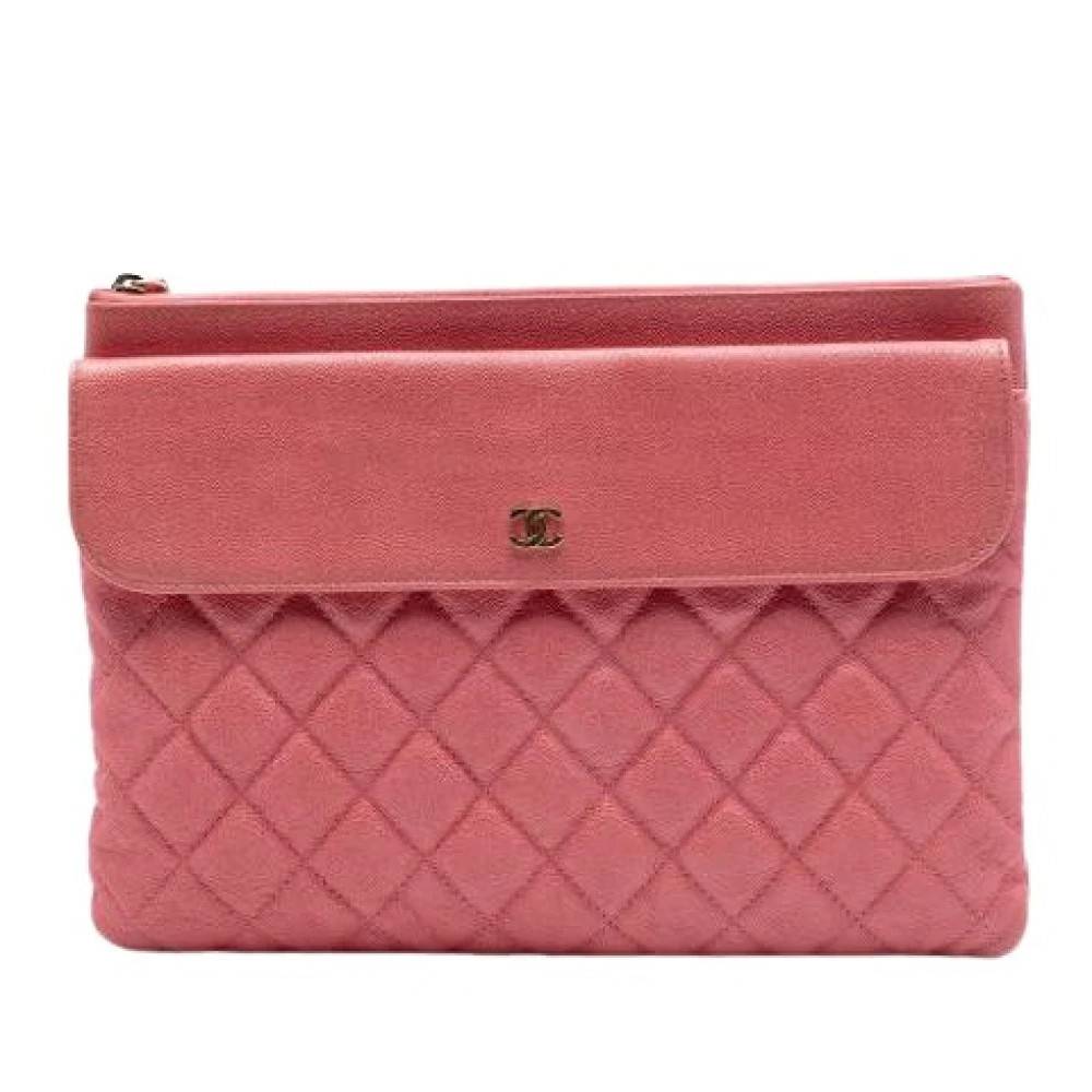 Chanel Vintage Pre-owned Quilted Caviar Clutch - Vintage - Dame - Lyserød - ONE SIZE - Læder