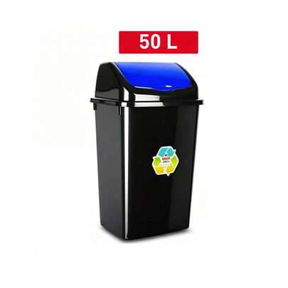 50L stor sorteringspapperskorg med stor kapacitet, flerfärgad tipplock, dammtät tjock plastbehållare för hem, kontor och kommersiell avfallssortering (50L/Färg slumpmässig)
