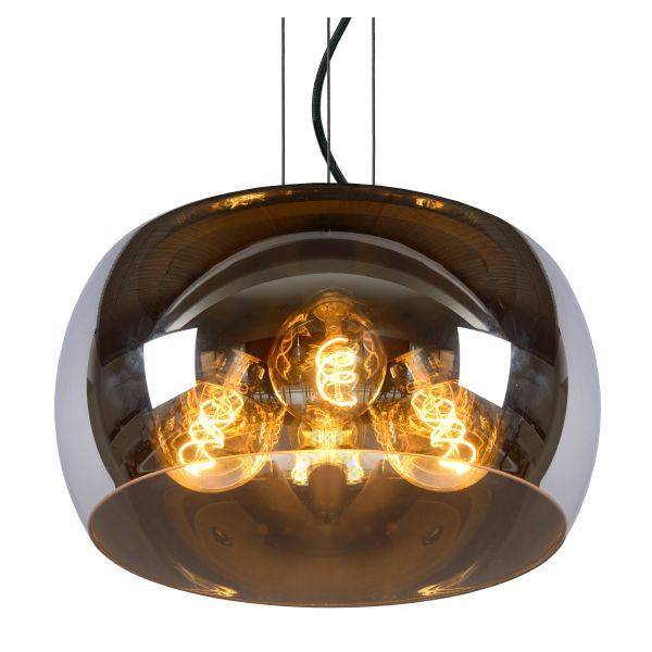 Lucide Olivia pendel Ø40cm 3 x E27 røgfarvet glas