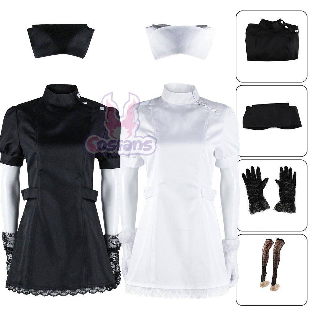 My Dress-Up Darling Marin Kitagawa Cosplay Kostym Sjuksköterskeuniform Kuroe Shizuku Svart Vit Sjuksköterskeklänning Set Anime Kostym cm
