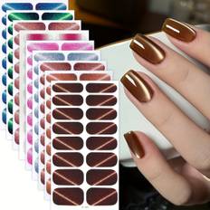 TEMU 9sheets Polished Nail Strips, Glitter Self-adhesive Gel Nail Full Wraps Nail Art Stickers, , No Uv Lamp Required, Suitable For Women's Party Diy Nail Art Supplies