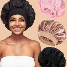 Silk Bonnet For Sleeping, Satin Hair Bonnets, Soft Elastic Band Silk Sleep Cap, Silk Hair Wrap For Curly Hair Women's Bonnets Solid Color Wide-Brimmed - Multicolor - Multi-size