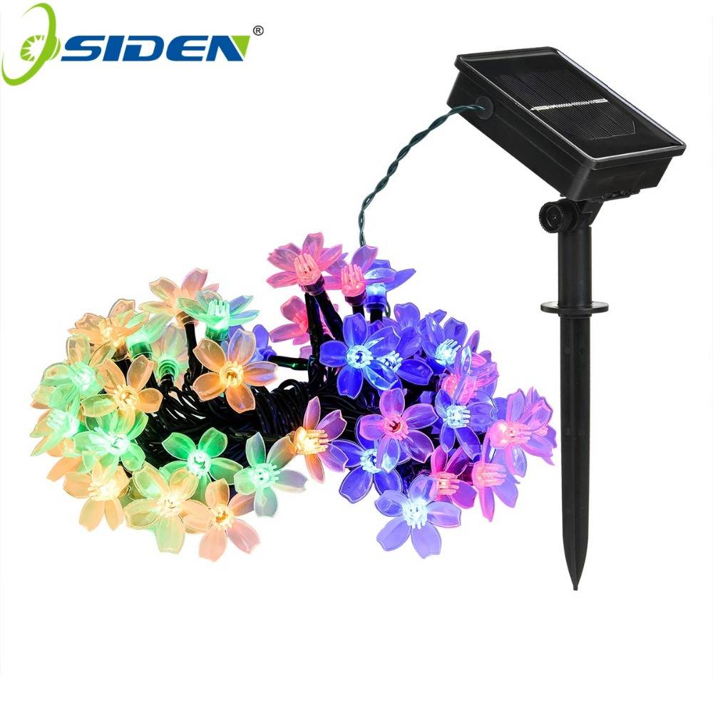 Solslinga 100 led blommor fairy lights 7m 5m vattentäta utomhus solar string lampor dekorerad trädgård julljus - Vit / 5m 20 ledde