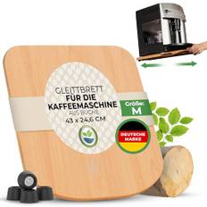 RoRo1992® Gleitbrett Kaffeemaschine 43 x 24,6 cm – Rollbrett für Kaffeevollautomaten & Küchenmaschinen – Standfeste Kaffeemaschinen Unterlage aus Holz – Schiebetablett mit Griffmulden, Größe M