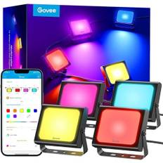 Govee Smart LED Strahler, RGBICWW WiFi Outdoor Strahler Funktioniert mit Alexa, 2700-6500K, dimmbares LED-licht mit Farbwechsel, IP66 wasserdicht, 4er Pack Weihnachtsdeko Outdoor