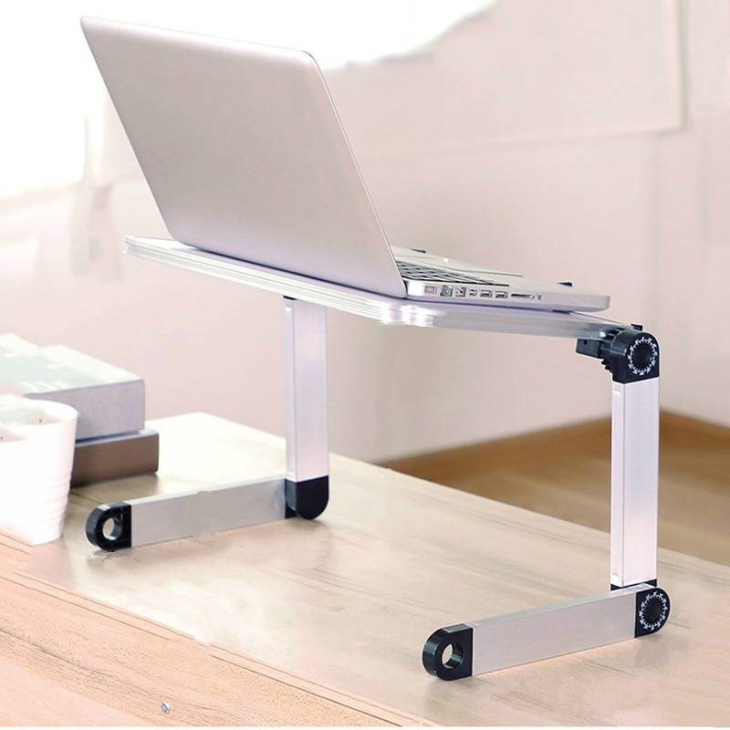 Aluminiumlegering bärbart hopfällbart skrivbord sängbordsställ ergonomisk bärbar bärbar datorhållare för 11-17- tums bärbar dator - Svart