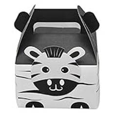 50pcs Animal Party Favor Boxes,Zoo Animal Theme Happy Birthday Favor Boxes,Animal Candy Boxes Portable Cookie Boxes (Zebra Shaped)