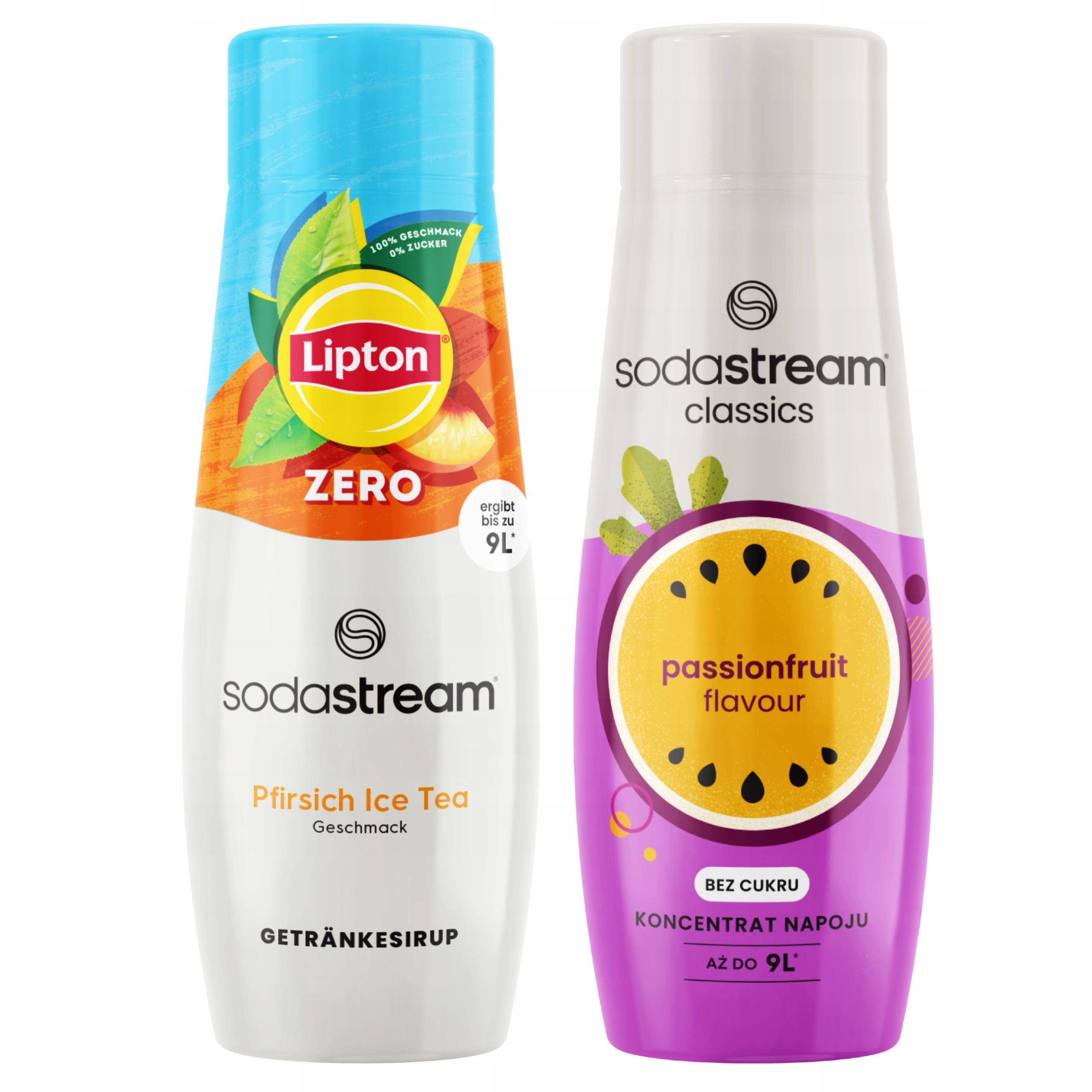 2x SodaStream Lipton Ice Tea Peach Zero Sugar Free Syrup + Passion Fruit