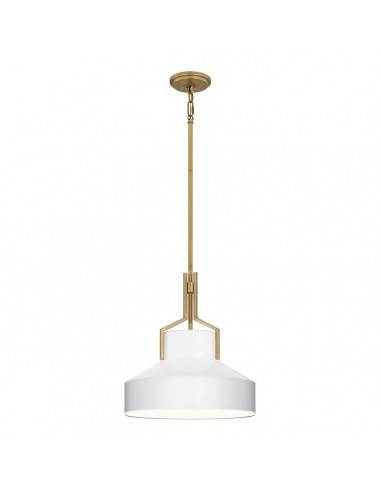BRECKEN Loftlampe i stål og glas Ø37 cm 2 x E27 - Antik messing/Opalhvid