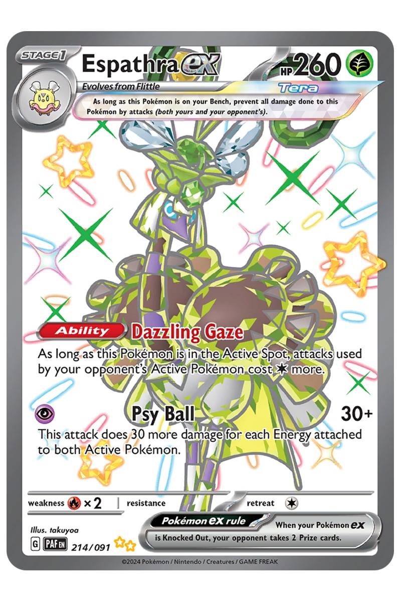 Pokémon Espathra ex 214/091 ex Shiny Secret rare - Pokemon kort - EX kort - Regnbue- eller guldkort - Pocket Monster.