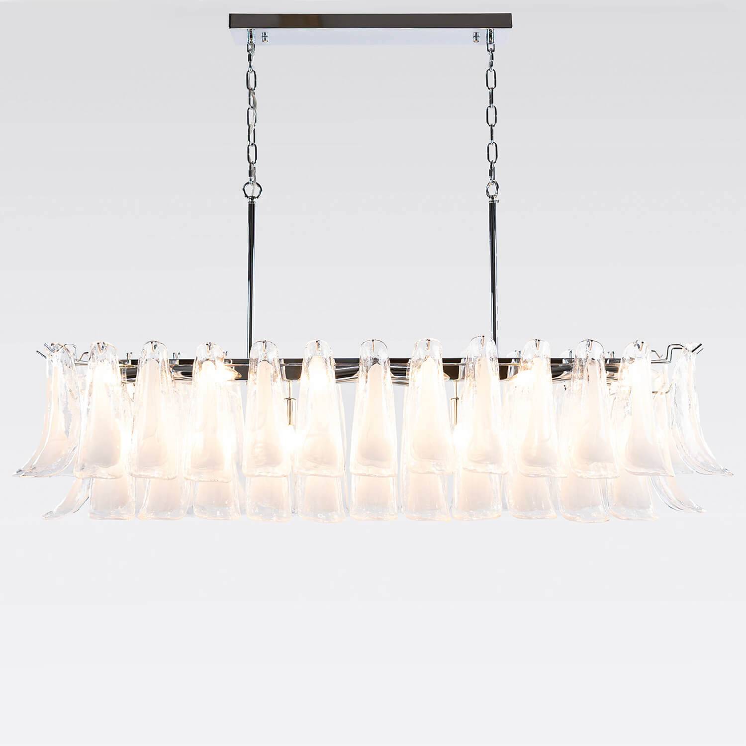 Avlång Kristallkrona 120cm Krom/Klar - Livorno | Taklampa | Kristallkrona | Vesani
