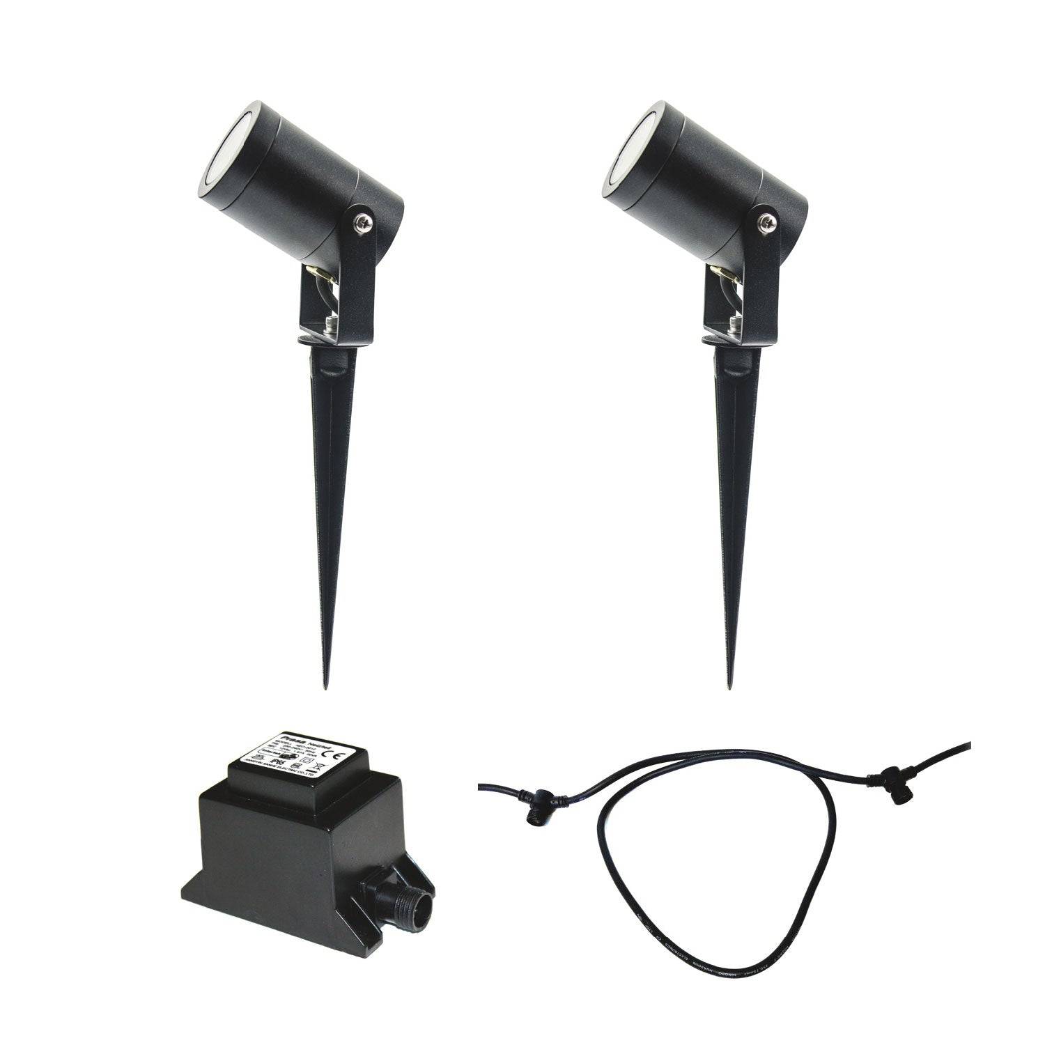 LightsOn Luna Startpaket 2 X Trädgårdsspot - Svart