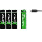 Coast batteri 1,5V AA, Li-Ion genopladelig 2400 mAh, USB-C kabel, pakke a 4stk