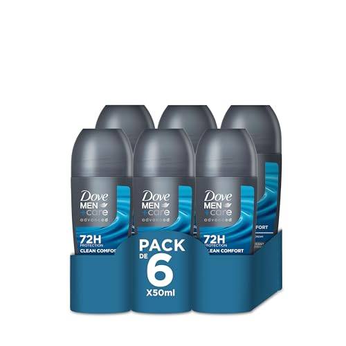 Dove Men+Care Advanced Clean Comfort Anti-Perspirant Roll On Deodorant med anti-luktteknologi & ¼ fuktgivande kräm för 72 timmars skydd mot svett och lukt 6 x 50 ml