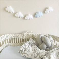 INS nordisk stil filt Moln girland vägghängande dekoration för barnrum, babysäng himmel, tält, eller rumsinredning, heminredning, rumsdekoration, vägg - Vitt och blått (13*7,5)