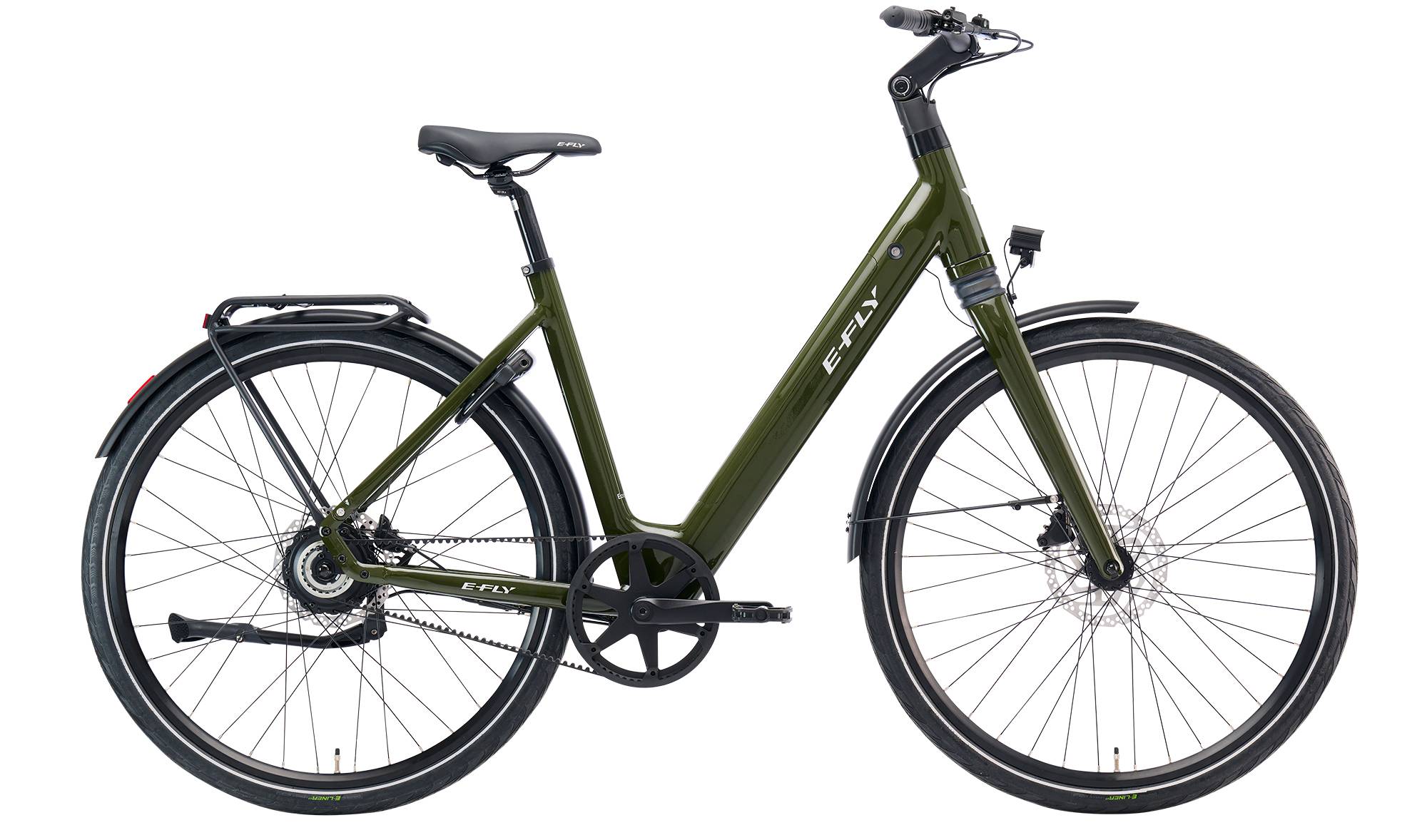 E - fly Eos Prime Earth Green Remtræk Letvægtselcykel - 56 Cm - Elcykel Dame - Grøn.