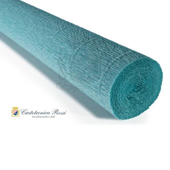 Cartotecnica Rossi kräppapper 17E3 – turkosblå, 180 g rulle (144 g/m²) à 50×250 cm - Turkos