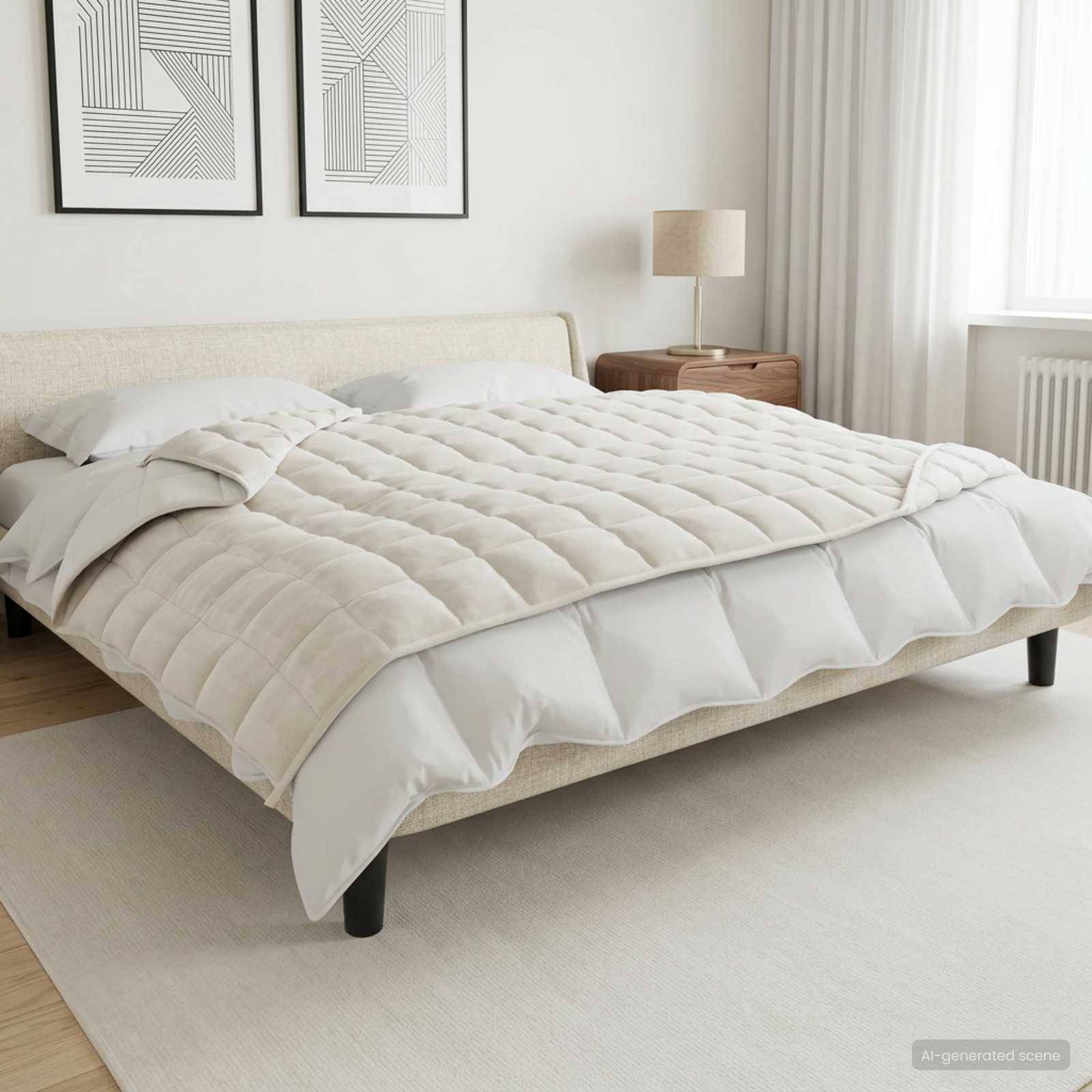 vidaXL Viktad Filt Vit 140 x 200 cm 6 kg 100% Bomull 205T