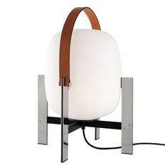 Santa & Cole Cesta metalica bordslampa med handtag i läder opalglas