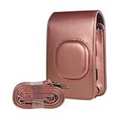 LABOIUF Retro mjuk minikamera väska Pu Läderfodral med axelrem Instant kamera väska passar for Fujifilm Instax mini liplay kameraväska(Rose Gold)