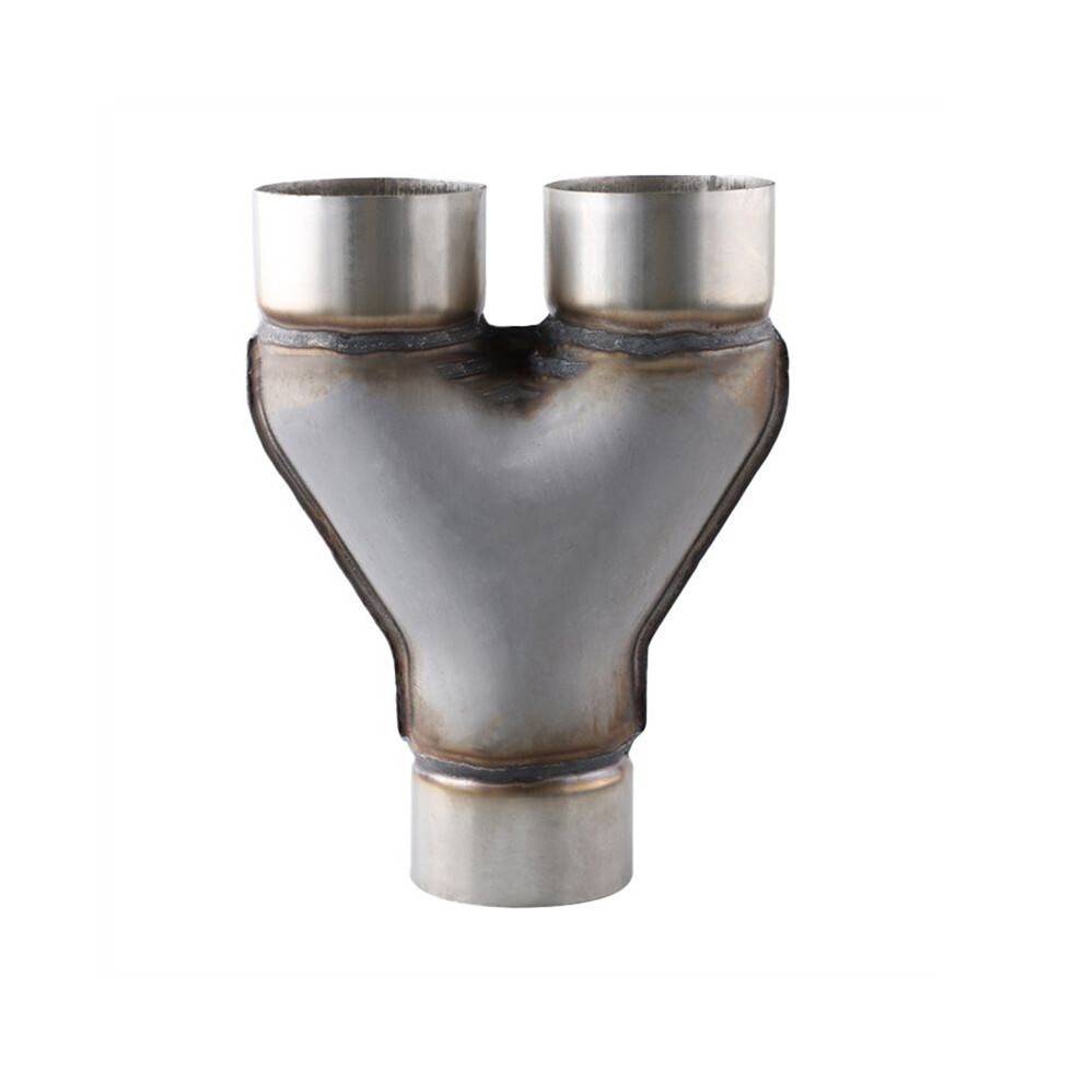 Dual Exhaust Tips Car Exhuast Y Pipe Double Outlet Muffler Tip 409 Stainless Steel 3-Way Pipe Car Tail 51 63 76MM A1