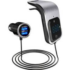 Fm-sändare bluetooth-bil trådlös radioadapter aux mp3- spelare fm-modulator med handsfree-talande dubbel usb-snabbladdare