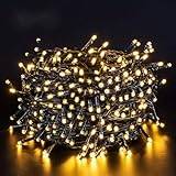 Quntis 40m 300 LED String Lights Utomhus Batteri timer Varmvit, IP44 Utomhus Julbelysning för Julgran Trädgård Balkongterrass, 8 Modi Juldekoration Inomhus för Rumsfönster Väggfest